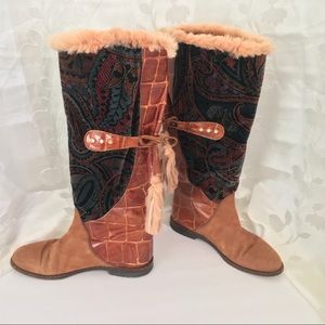 Vintage Russel & Bromley Brown Suede Leather Boots